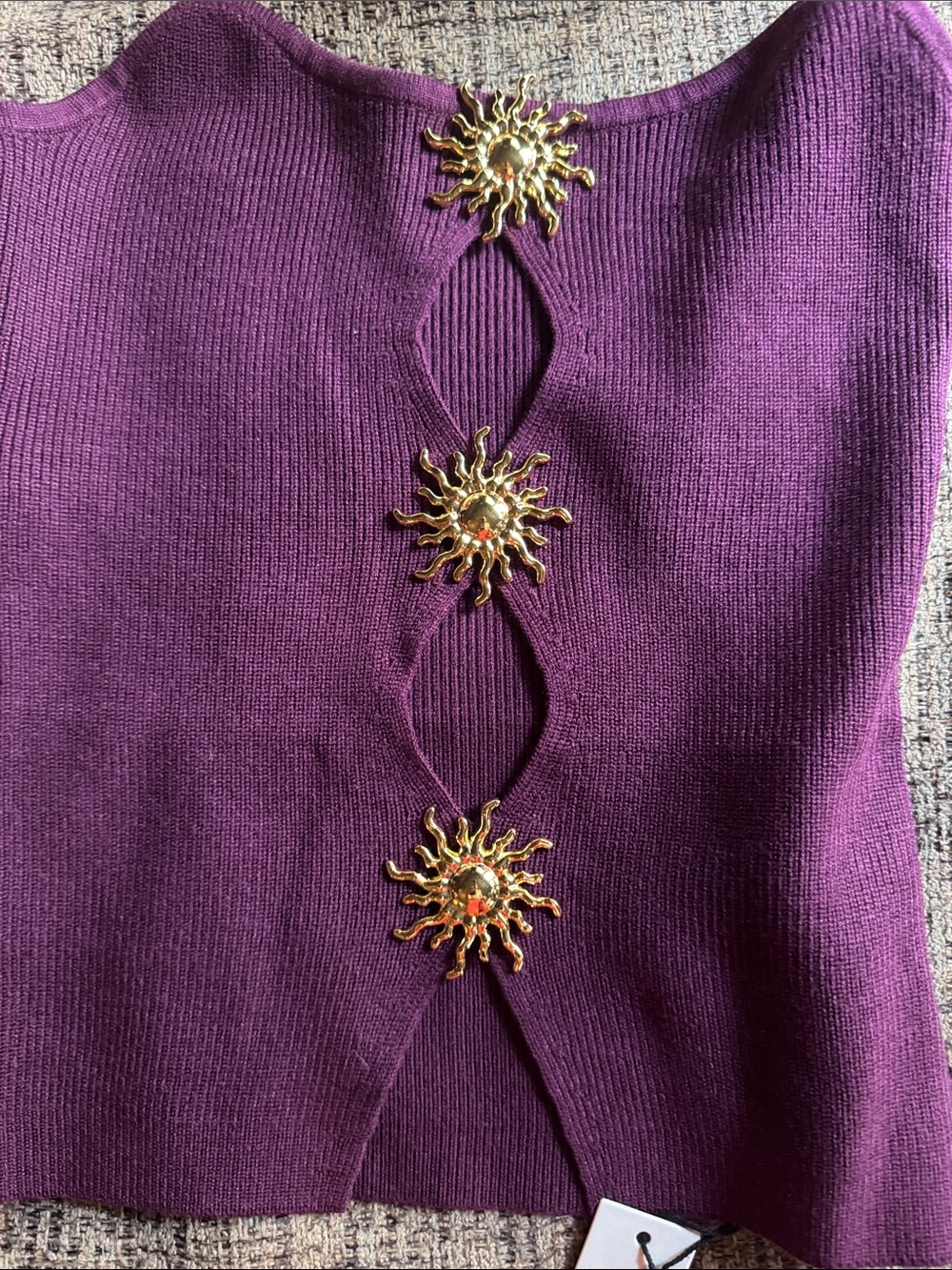 Commense Metal Cut-Out Knit Sweater Vest - Picture 2 of 4